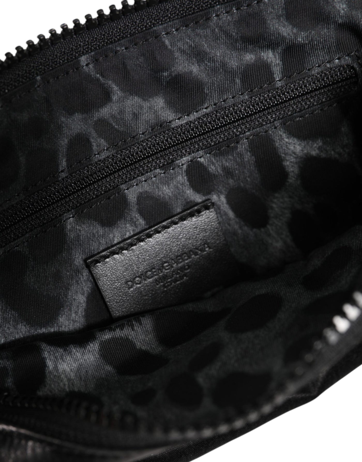 Dolce & Gabbana Black Nylon Logo Plaque Keyring Pouch Clutch Bag