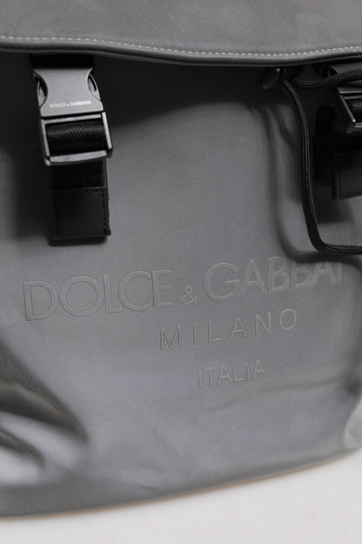 Dolce & Gabbana Gray Palermo Reflector Buckles Drawstring Backpack Bag