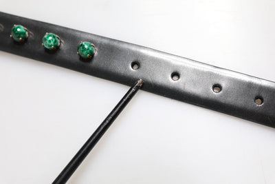 Dolce & Gabbana Black Leather Studded Silver Tone Buckle Belt