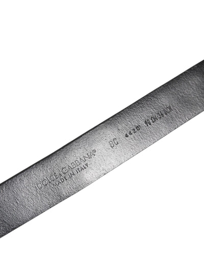 Dolce & Gabbana Black Studded Leather Metal Logo Buckle Belt