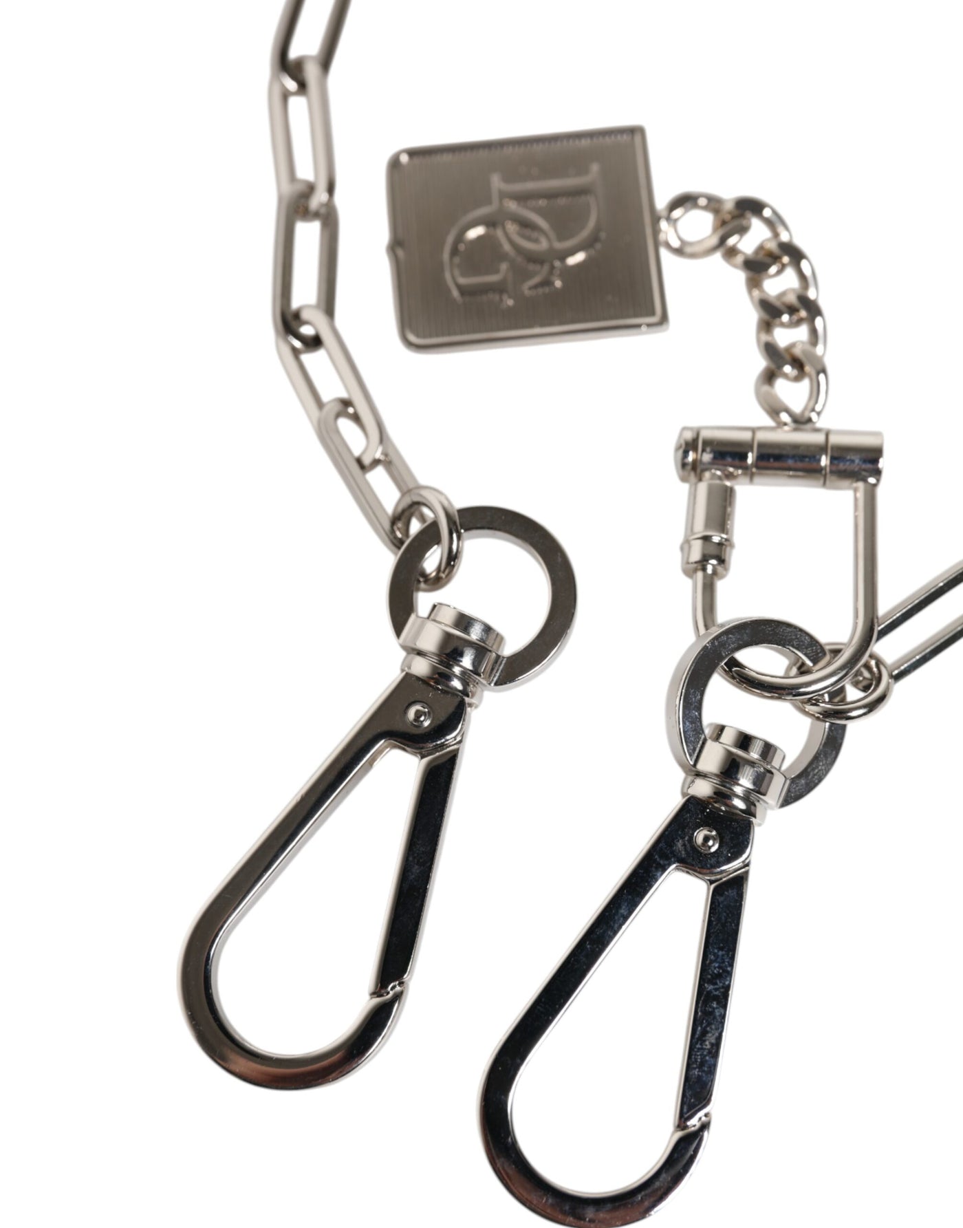 Dolce & Gabbana Silver Tone Metal Chain DG Charm Belt Keychain
