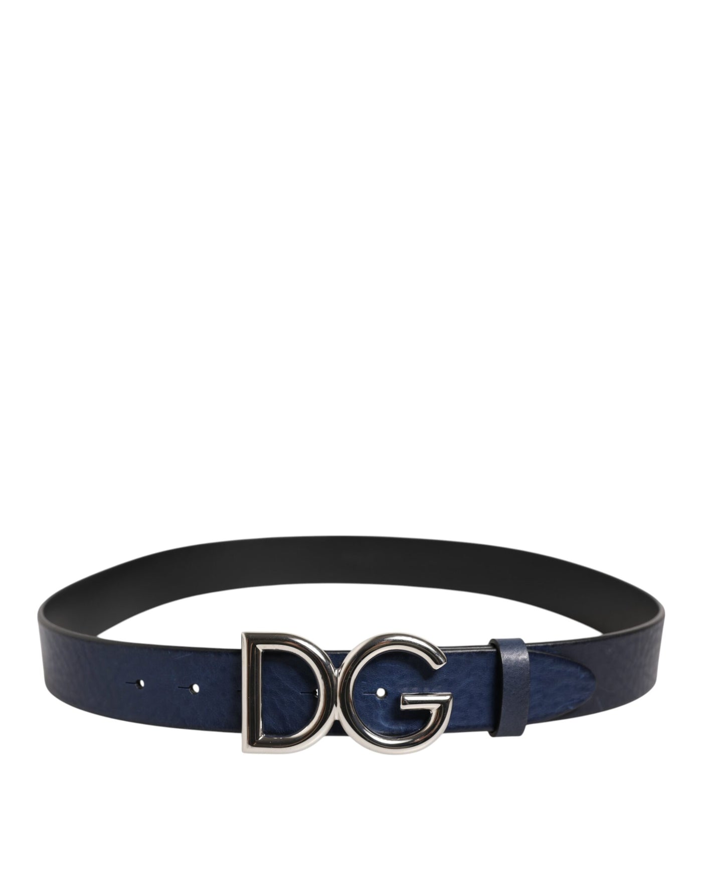 Dolce & Gabbana Blue Classic Silver Metal DG Logo Buckle Belt