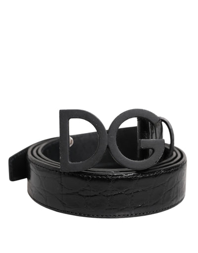 Dolce & Gabbana Black Leather Classic Metal DG Buckle Belt