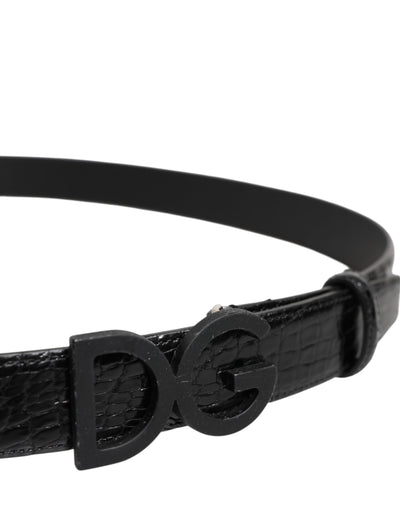 Dolce & Gabbana Black Leather Classic Metal DG Buckle Belt