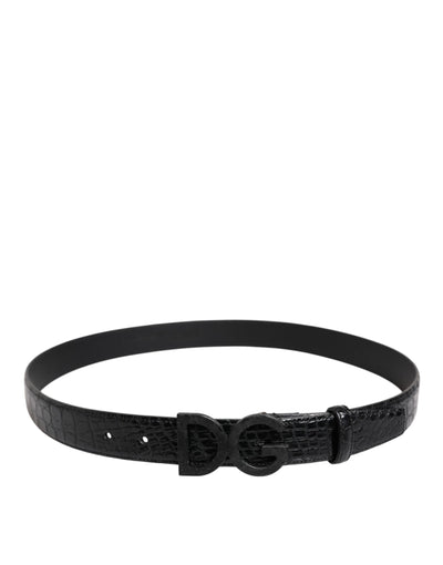 Dolce & Gabbana Black Leather Classic Metal DG Buckle Belt