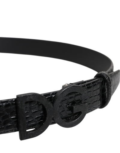 Dolce & Gabbana Black Leather Classic Metal DG Buckle Belt
