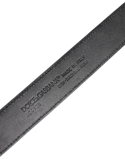 Dolce & Gabbana Black Leather Classic Metal DG Buckle Belt