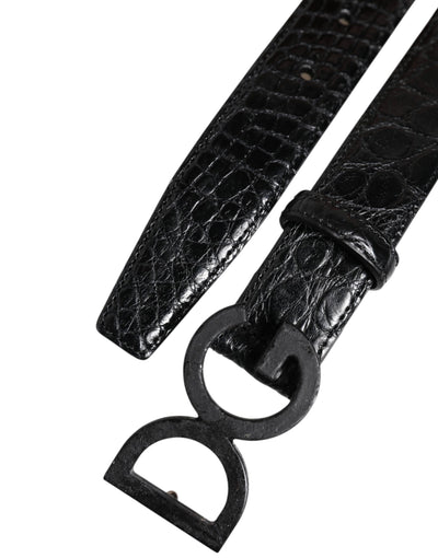Dolce & Gabbana Black Leather Classic Metal DG Buckle Belt