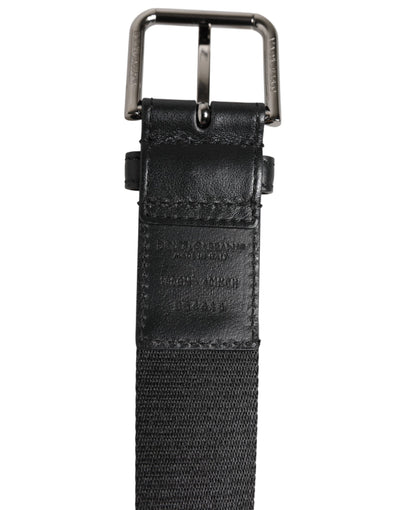 Dolce & Gabbana Blue Black Polyester Metal Buckle Belt