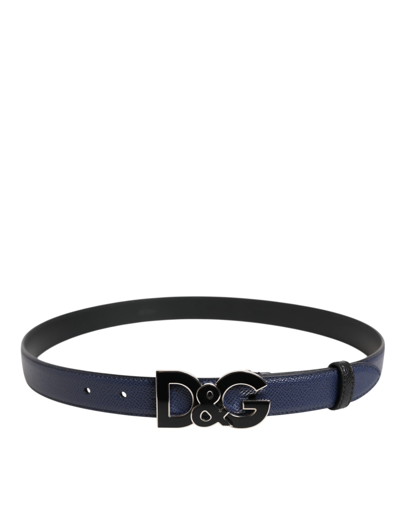 Dolce & Gabbana Blue Leather Classic Metal DG Logo Buckle Belt