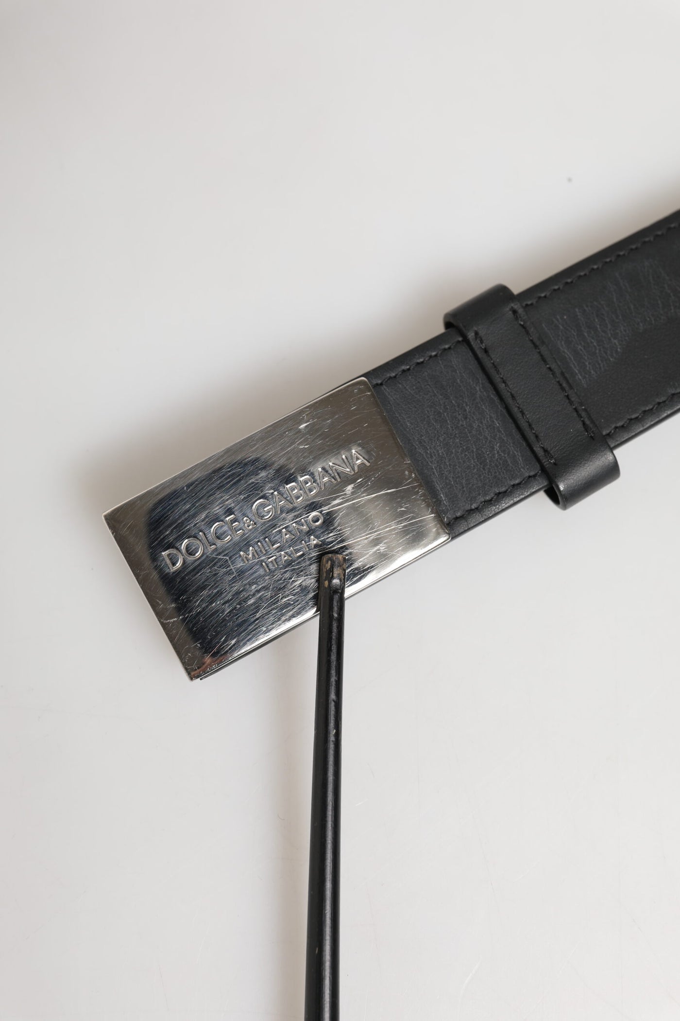 Dolce & Gabbana Black Leather Classic Metal Logo Buckle Belt