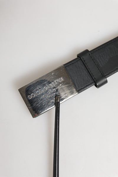 Dolce & Gabbana Black Leather Classic Metal Logo Buckle Belt