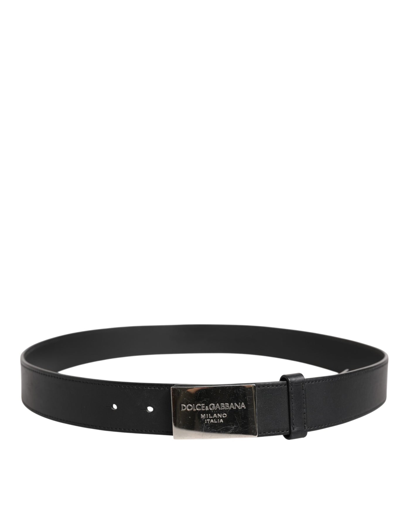 Dolce & Gabbana Black Leather Classic Metal Logo Buckle Belt