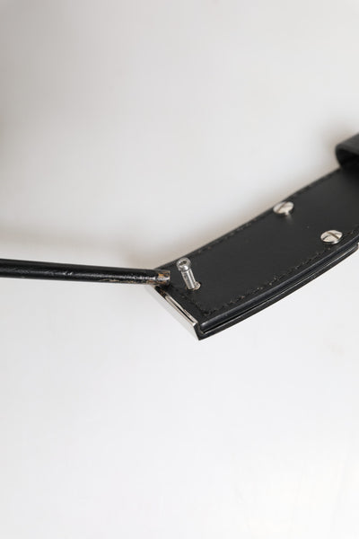 Dolce & Gabbana Black Leather Metal Logo Buckle Belt