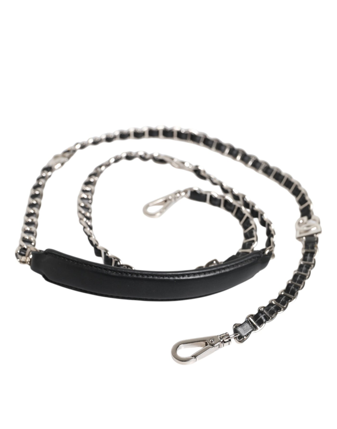 Dolce & Gabbana Black Leather DG Logo Chain Bag Shoulder Strap