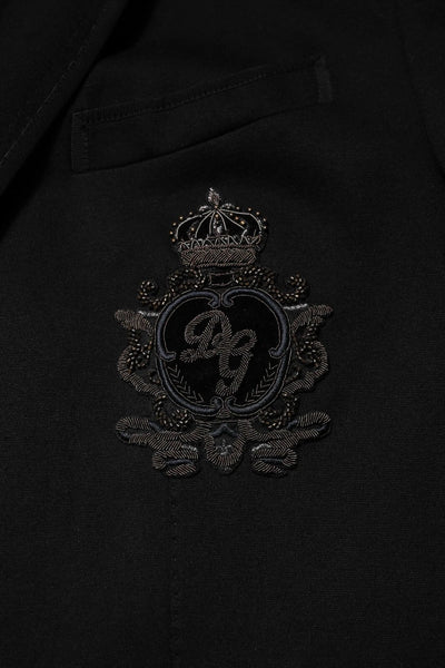 Dolce & Gabbana Black Viscose DG Crown Blazer Coat Jacket