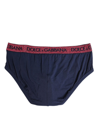 Dolce & Gabbana Blue Red Logo Stretch Regular Brief Underwear