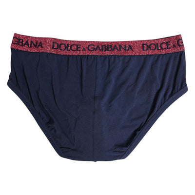 Dolce & Gabbana Blue Red Logo Stretch Regular Brief Underwear