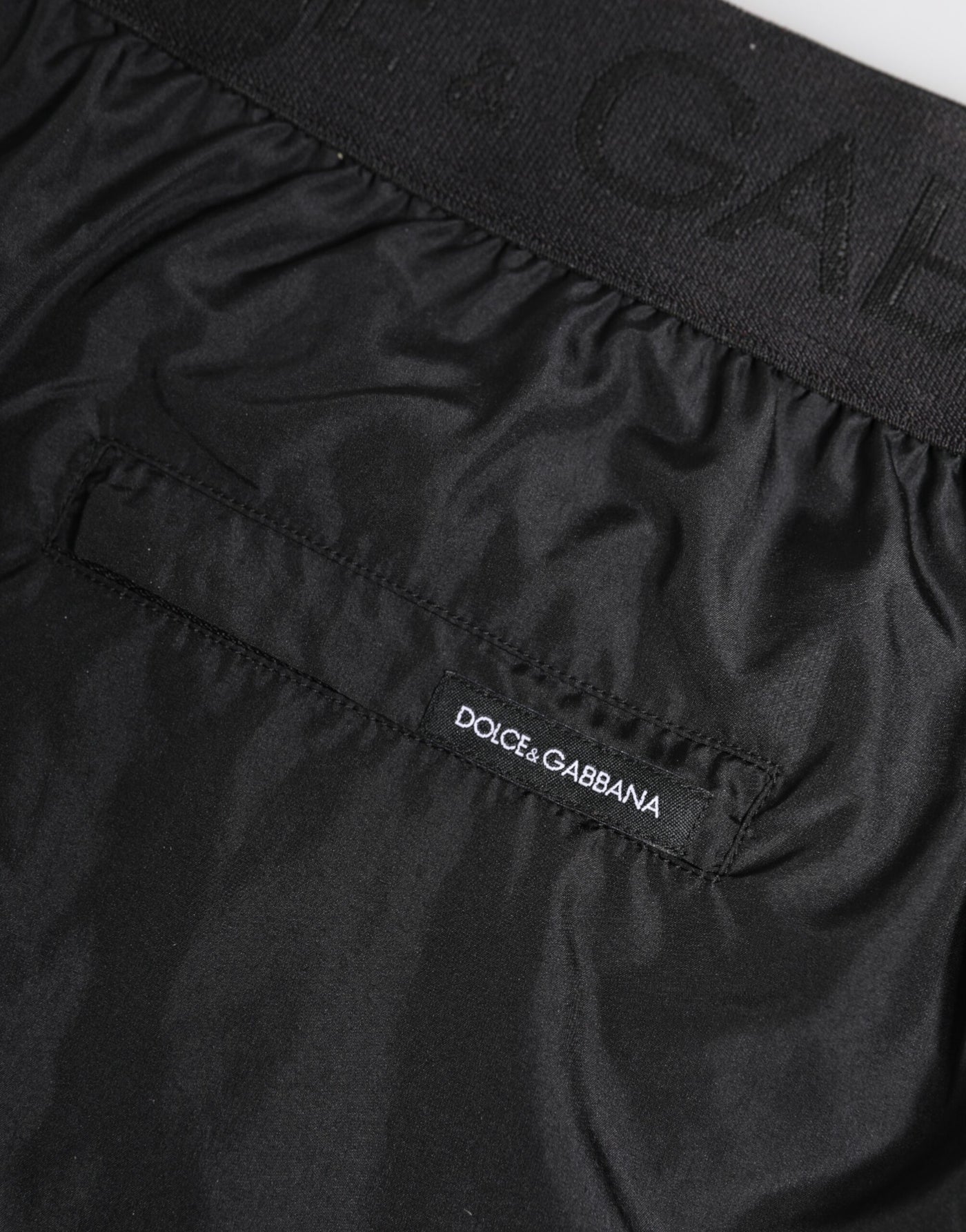 Dolce & Gabbana Black Logo Print Beachwear Men Shorts Swimwear