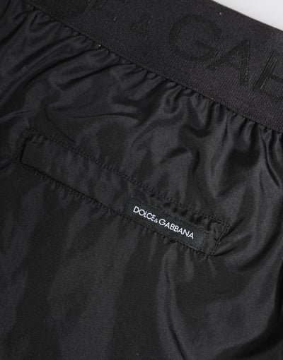 Dolce & Gabbana Black Logo Print Beachwear Men Shorts Swimwear