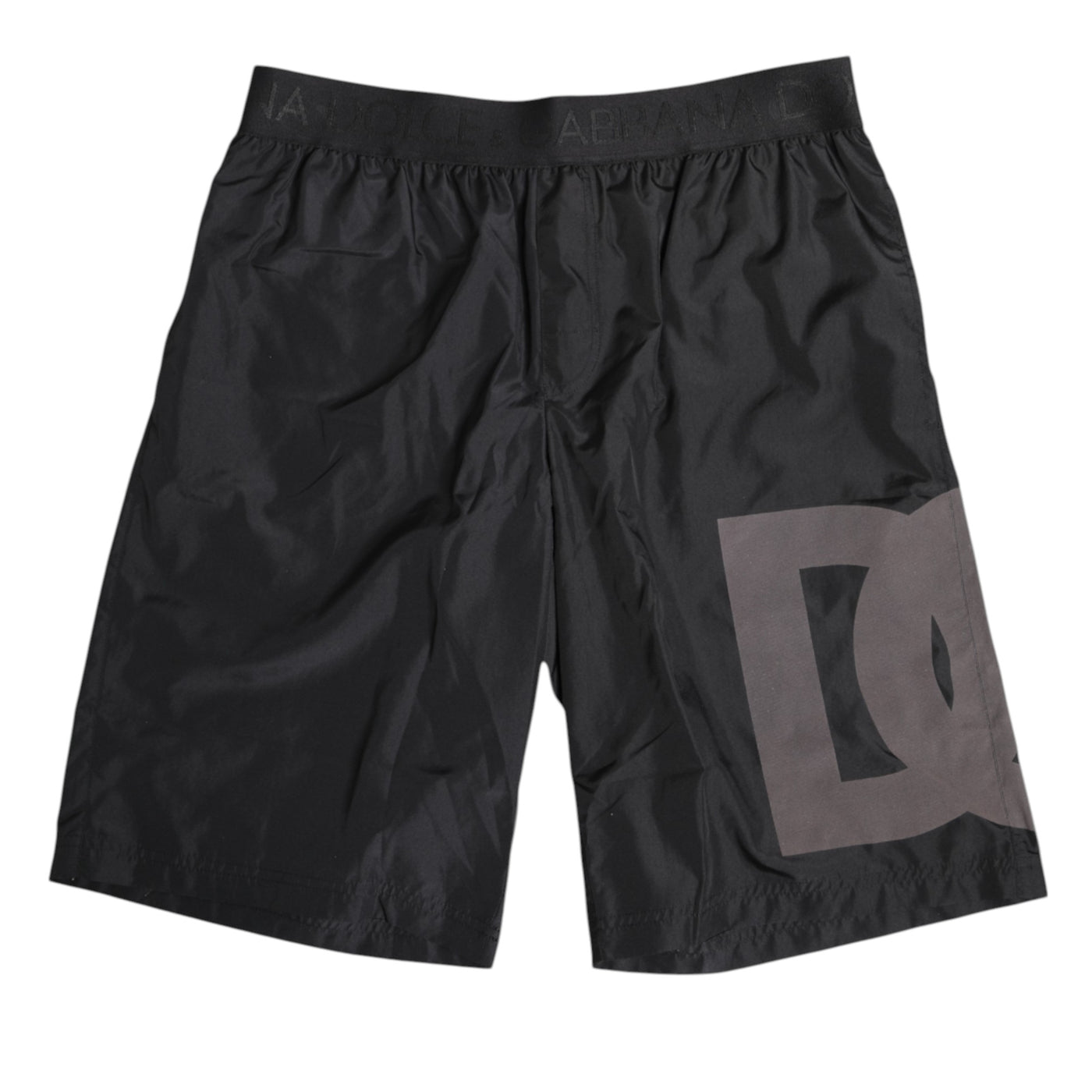 Dolce & Gabbana Black Logo Print Beachwear Men Shorts Swimwear