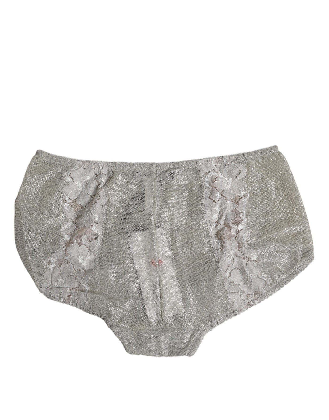 Dolce & Gabbana Gray Cotton Floral Lace High Waist Panty Underwear