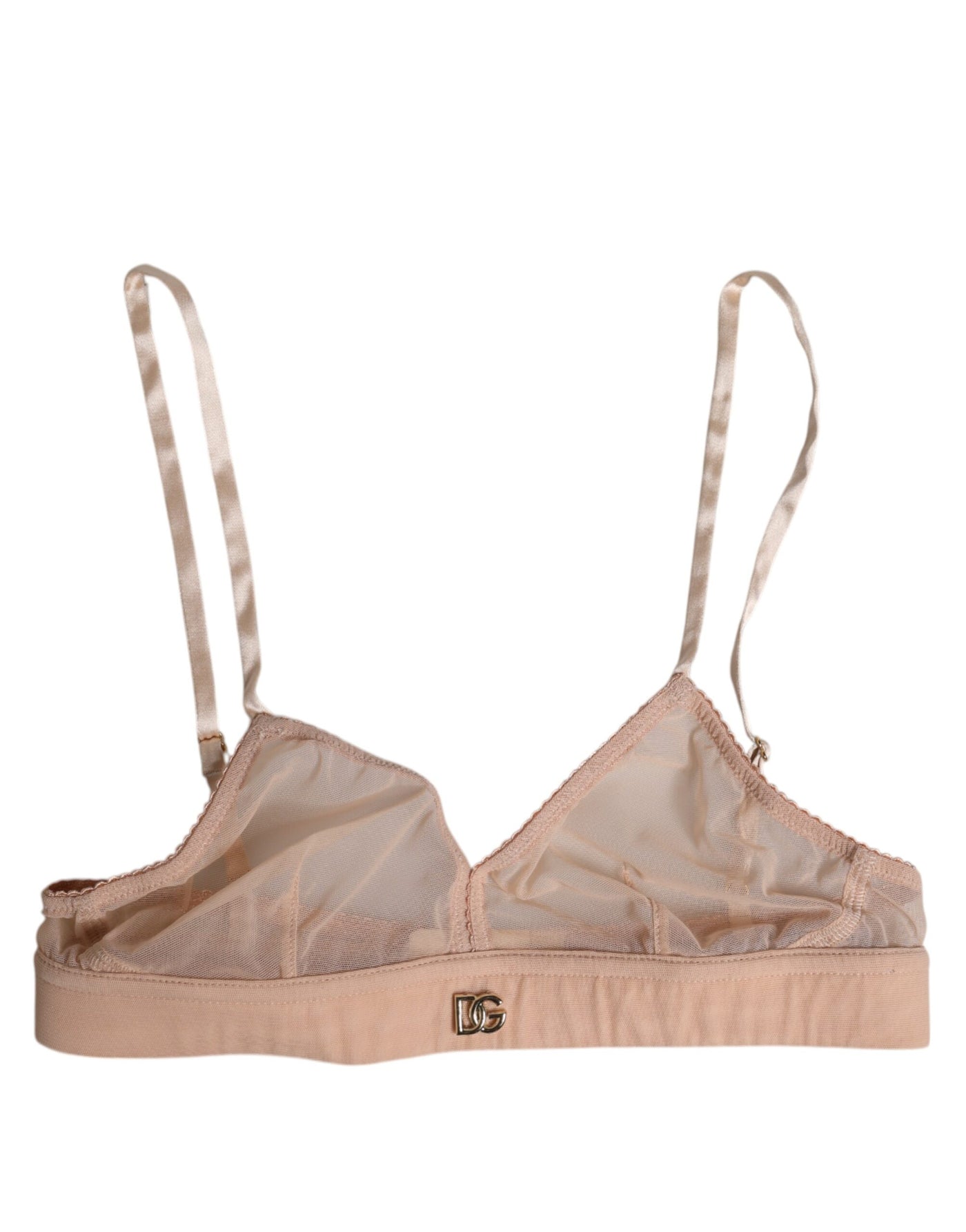 Dolce & Gabbana Powder Pink Nylon DG Logo Non Wire Bra Underwear