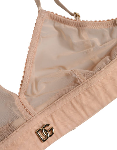 Dolce & Gabbana Powder Pink Nylon DG Logo Non Wire Bra Underwear