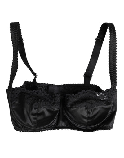 Dolce & Gabbana Black Silk Underwired Balconette Bra Underwear