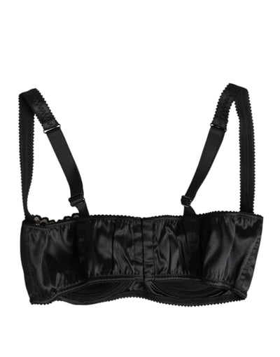 Dolce & Gabbana Black Silk Underwired Balconette Bra Underwear