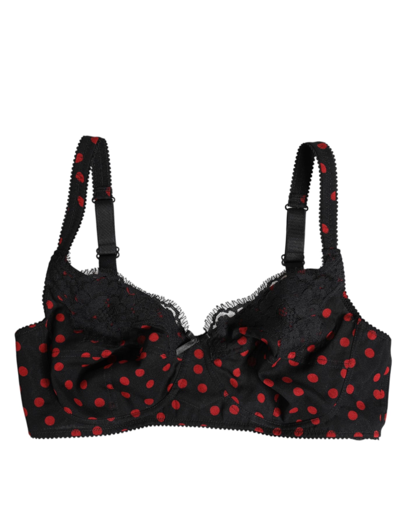 Dolce & Gabbana Black Red Polka Dot Underwired Balconette Underwear
