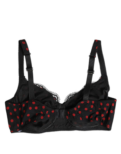 Dolce & Gabbana Black Red Polka Dot Underwired Balconette Underwear