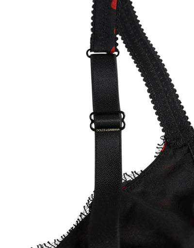 Dolce & Gabbana Black Red Polka Dot Underwired Balconette Underwear