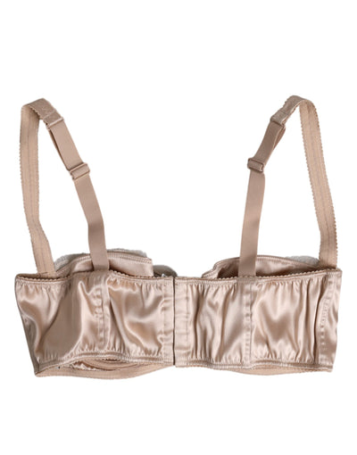 Dolce & Gabbana Biege Silk Underwired Balconette Bra Underwear