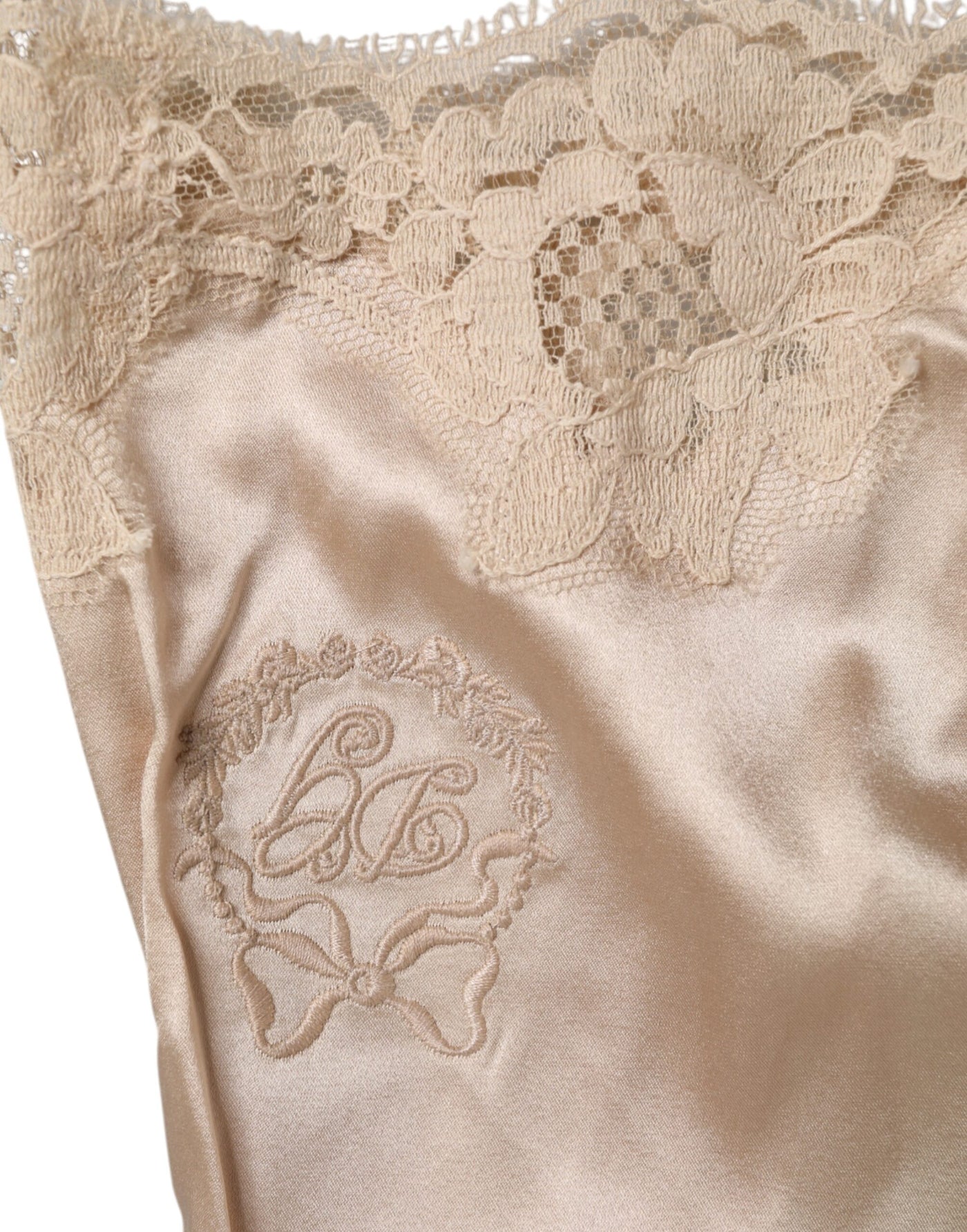 Dolce & Gabbana Beige Lace Silk Satin Tank Lingerie Underwear