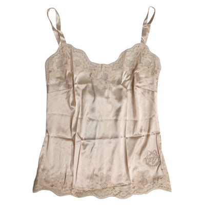 Dolce & Gabbana Beige Lace Silk Satin Tank Lingerie Underwear