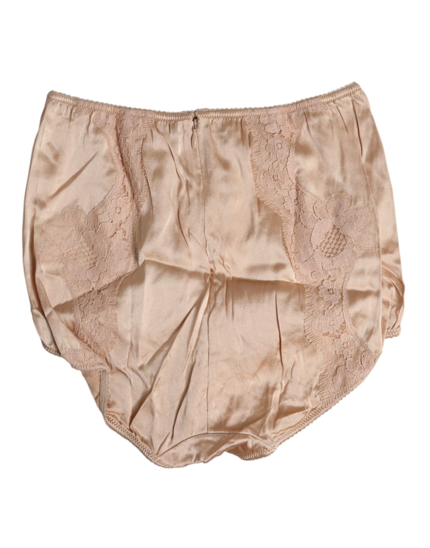 Dolce & Gabbana Beige Silk Lace High Waist Bikini Panty Underwear