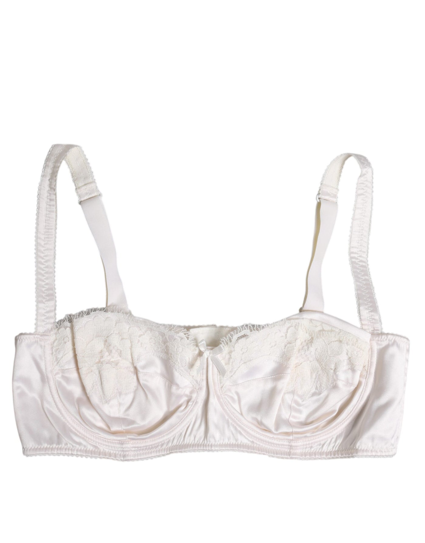 Dolce & Gabbana White Silk Underwired Balconette Bra Underwear