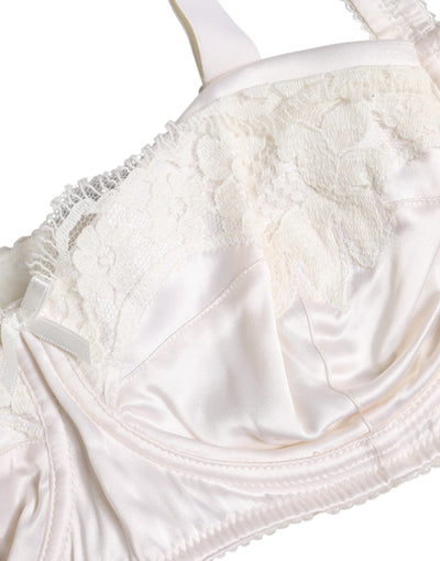 Dolce & Gabbana White Silk Underwired Balconette Bra Underwear