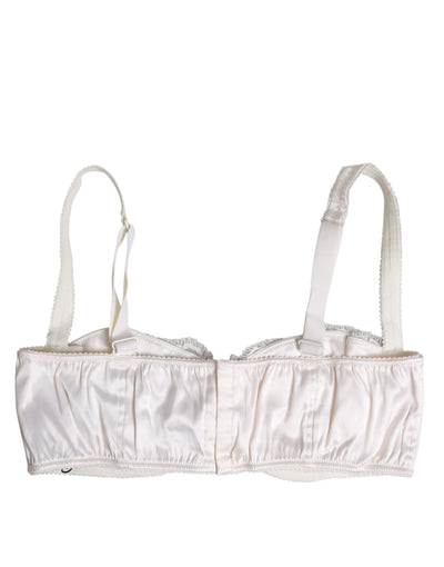 Dolce & Gabbana White Silk Underwired Balconette Bra Underwear