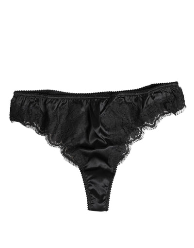 Dolce & Gabbana Black Silk Lace Stretch Bikini Panty Underwear