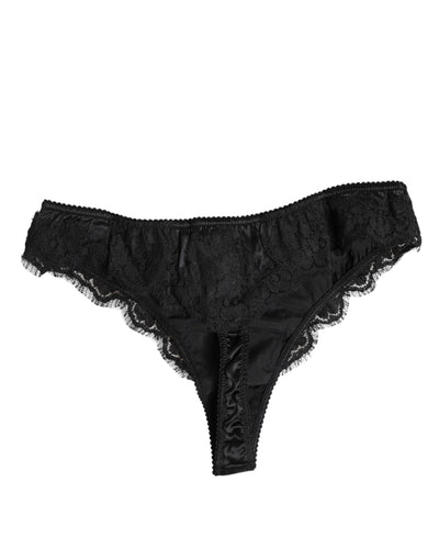 Dolce & Gabbana Black Silk Lace Stretch Bikini Panty Underwear