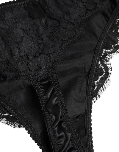 Dolce & Gabbana Black Silk Lace Stretch Bikini Panty Underwear