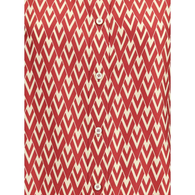 Valentino Red Silk Pattern Shirt