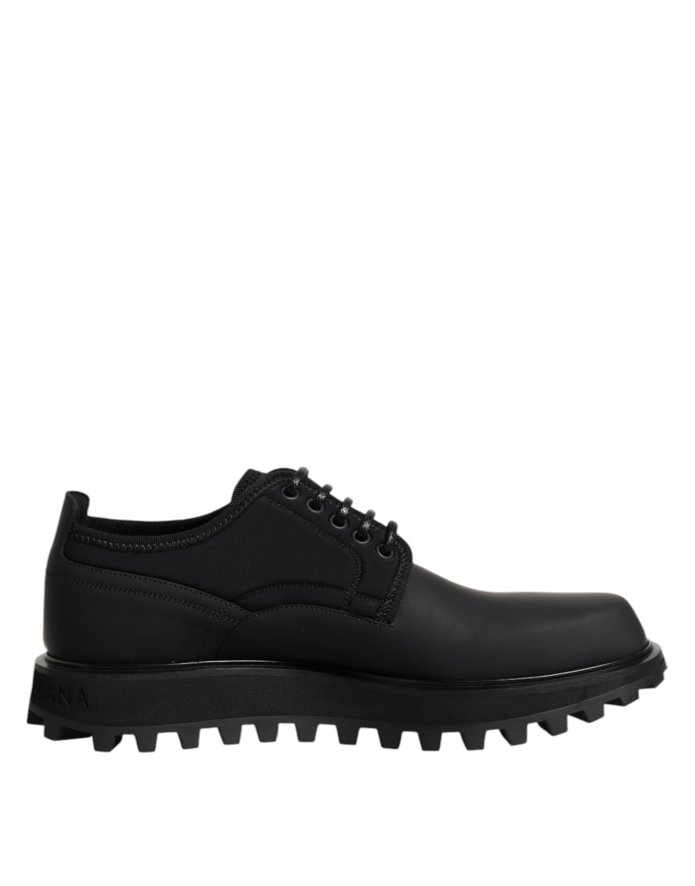 Dolce & Gabbana Black Leather Lace Up Trekking Dress Shoes