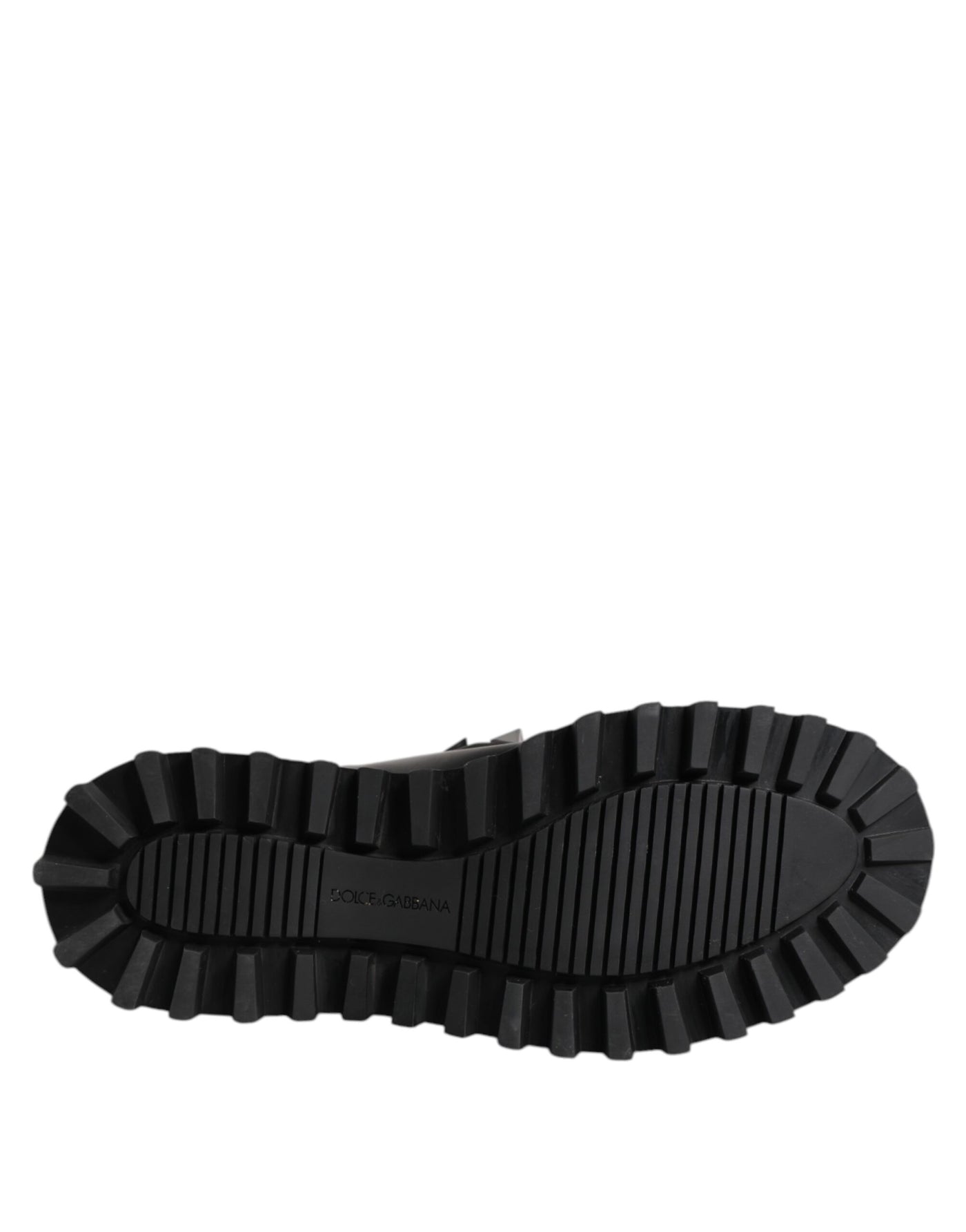 Dolce & Gabbana Black Leather DG Logo Plaque High Boots Shoes