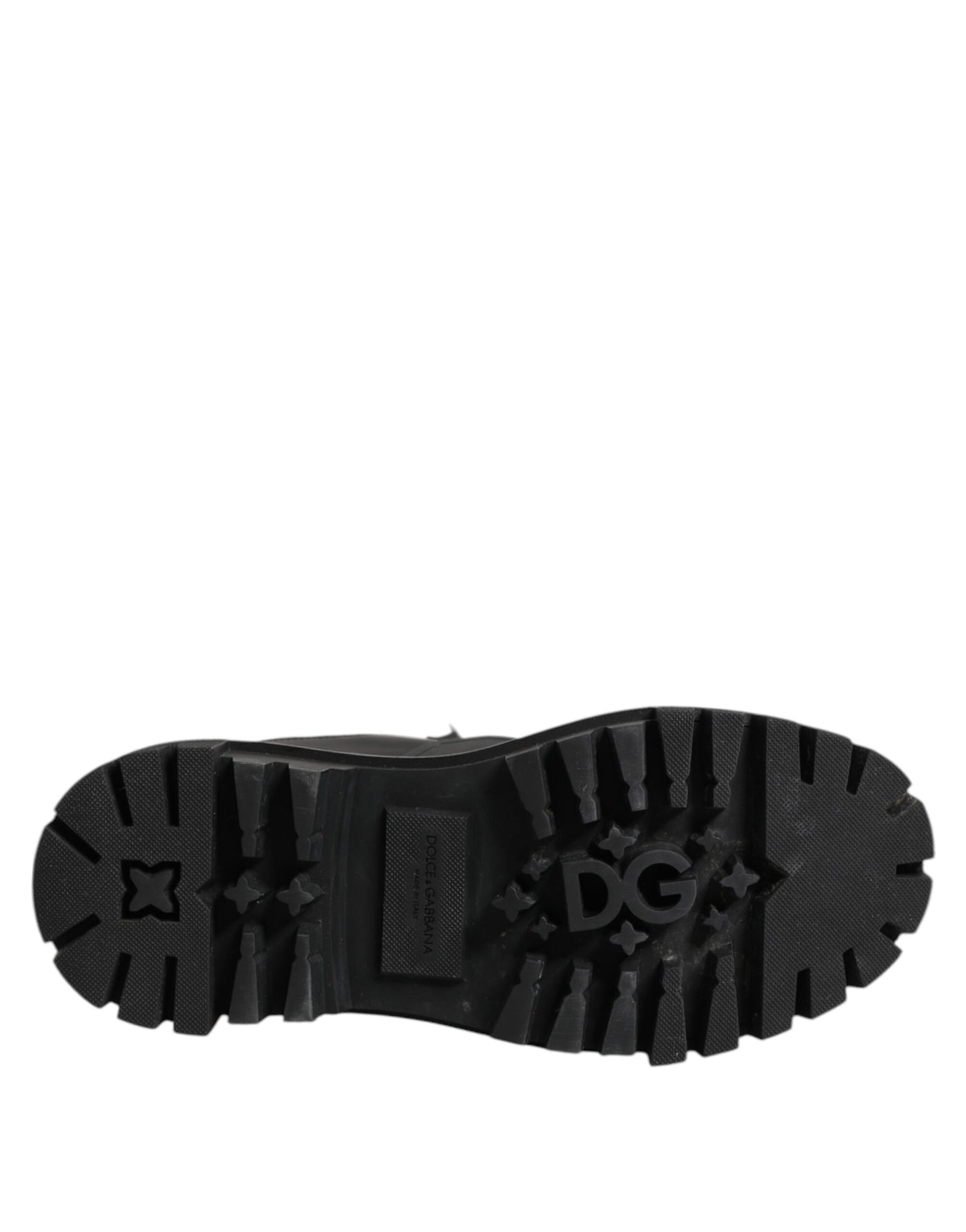 Dolce & Gabbana Black White Padded Lace Up Short Boots Shoes