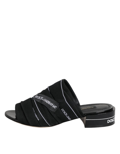 Dolce & Gabbana Black Slides Slip On Sandals Shoes