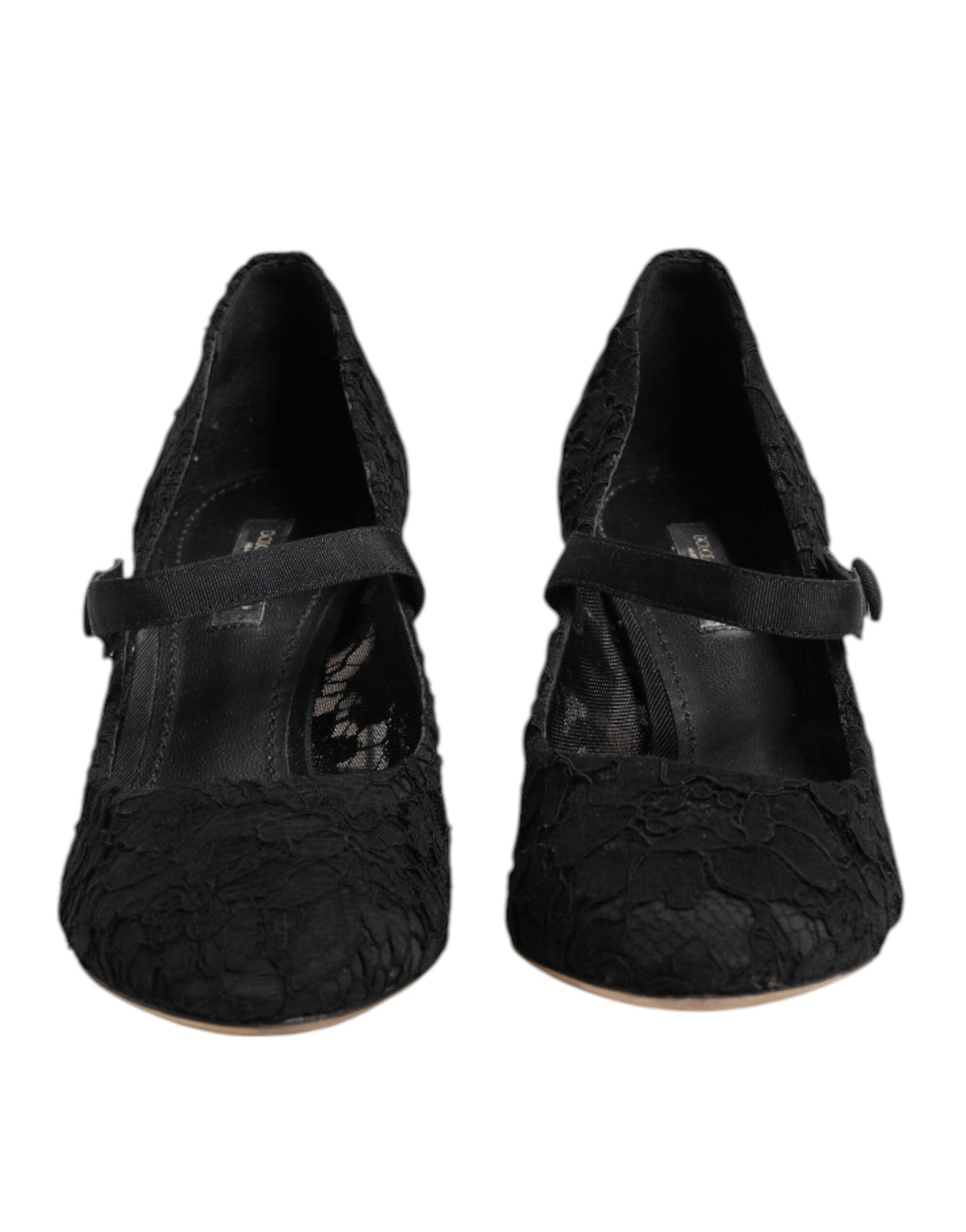 Dolce & Gabbana Black Mary Jane Taormina Lace Pumps Shoes