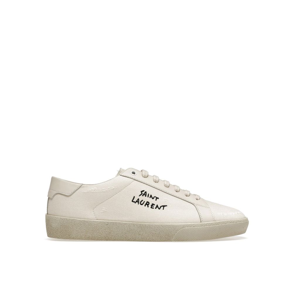 Saint Laurent White Canvas Low Top Sneakers